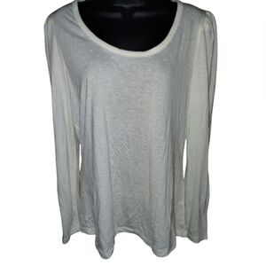 Tahari NWT Textured cream top, long sleeve,  size L soft slightly sheer